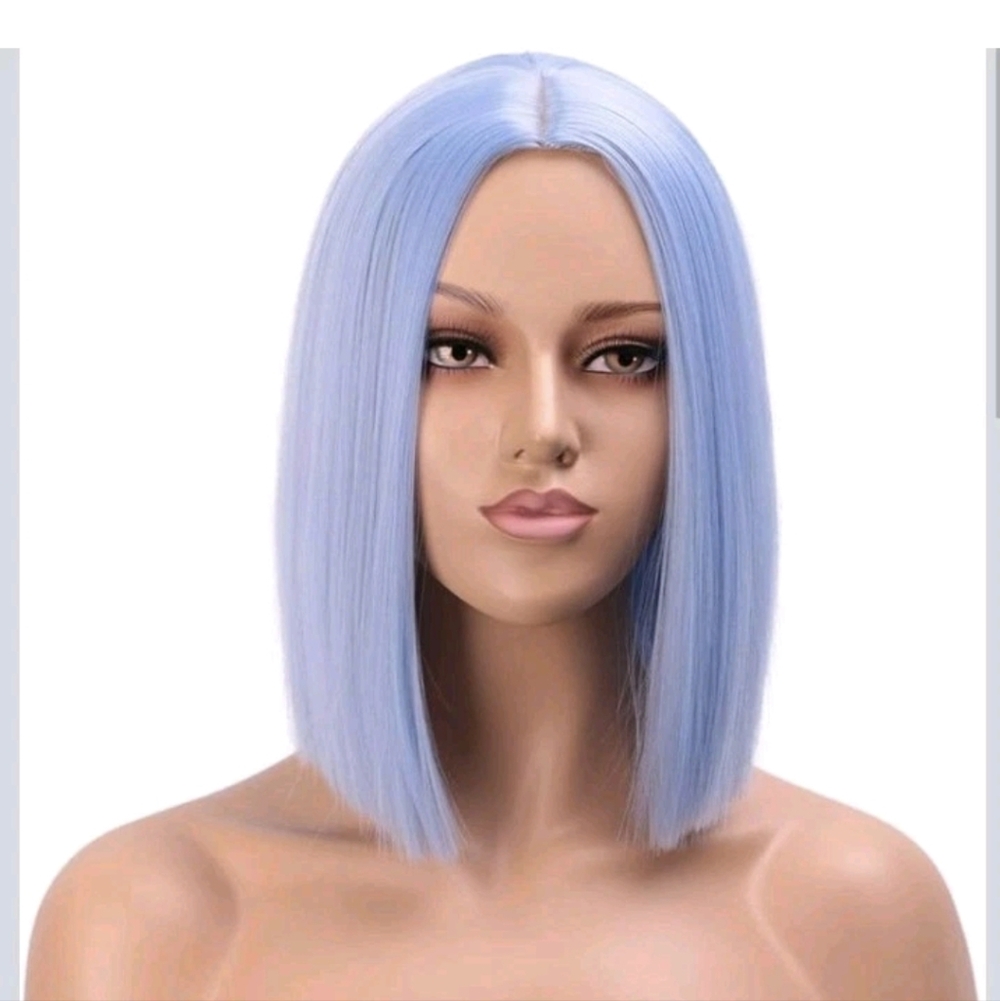 Entranced Styles Straight Bob Synthetic Wig Light Blue NWT